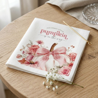 Kürbis ist auf dem Weg Rosa Kürbis-Baby-Party Serviette