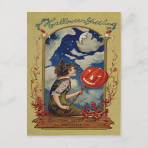 Kürbis Jack O Lantern Hexenmond Postkarte