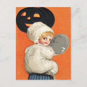 Kürbis Jack O Lantern Mädchen Postkarte