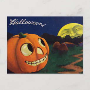 Kürbis Jack O Lantern Mann im Mond Postkarte