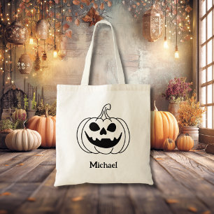 Kürbis Jack O Lantern mit Namen Tragetasche