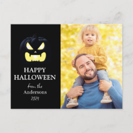 Kürbis Jack-o-Laterne Halloween Familie Ein Foto Feiertagspostkarte