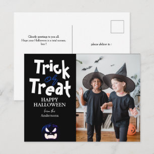 Kürbis Jack-o-Laterne Halloween Familie Ein Foto Feiertagspostkarte