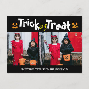 Kürbis Jack-o-Laterne Halloween Familie Zwei Foto Feiertagspostkarte