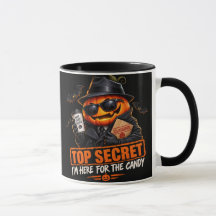 Kürbis-Karotten Halloween-Tasse mit Geheimagenten-