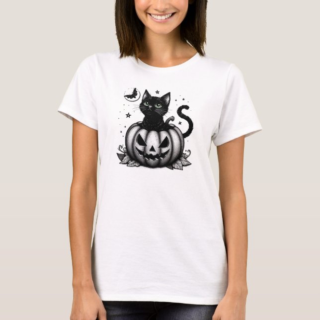 Kürbis Katze T-Shirt (Vorderseite)