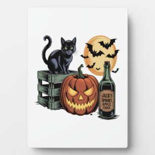 Kürbis Katzen Bier Halloween Fotoplatte