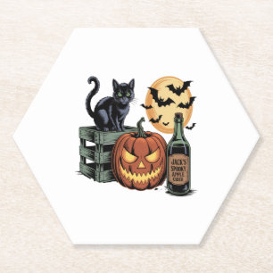 Kürbis Katzen Bier Halloween Untersetzer