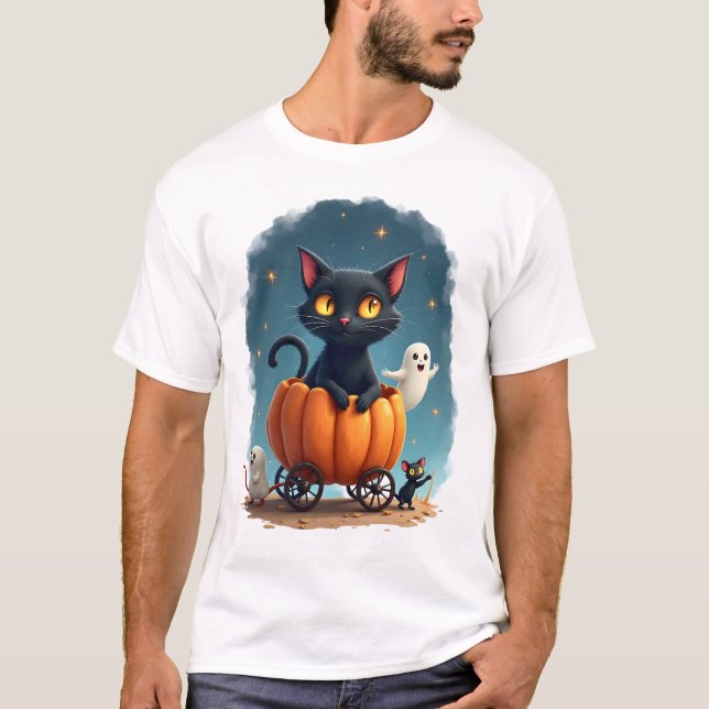 Kürbis-Katzen-Express T-Shirt (Vorderseite)