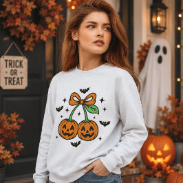 Kürbis-Kirschen-Schleife Halloween-Fledermäuse Gra Sweatshirt