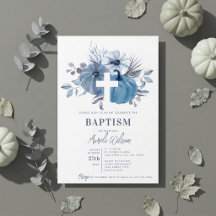 Kürbis Kreuz Fall Junge Taufe Dusty Blue