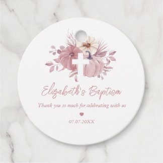Kürbis-Kreuz-Herbst-Mädchen-Taufgeschenk-Tags Geschenkanhänger