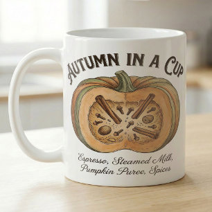 Kürbis-Latte-Anatomie Herbst-Zutaten Kaffeetasse