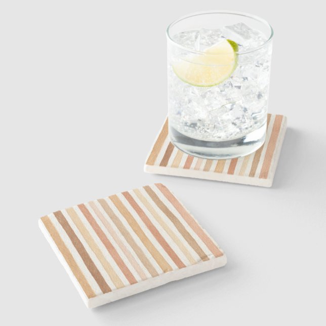 Kürbis-Latte-Blush-Streifen Steinuntersetzer (Seitenansicht)