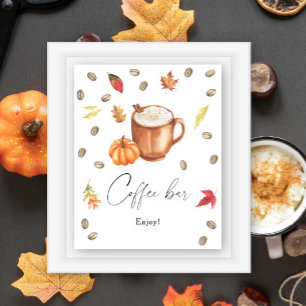 Kürbis-Latte-Brautparty-Coffeebar Poster