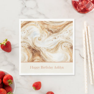 Kürbis-Latte-Swirls-Geburtstag Serviette