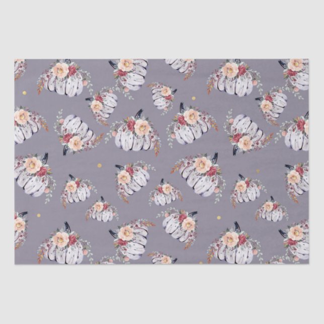 Kürbis lila graues Wasserfarbenmuster Seidenpapier (Vorderseite)