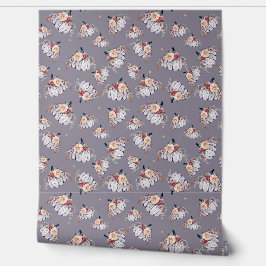 Kürbis lila graues Wasserfarbenmuster Tapete