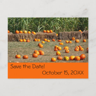 Kürbis, Mais und Hay Herbst Save the Date Ankündigungspostkarte