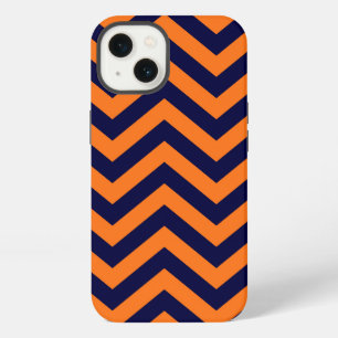 Kürbis, marineblaue große Chevron-Zickzack-Muster iPhone 13 Hülle