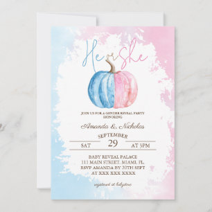 Kürbis Minimal Pink Blau Geschlecht Enthüllung  Einladung
