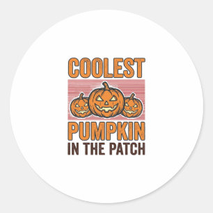 Kürbis mit dem coolsten Design auf dem Halloween K Runder Aufkleber