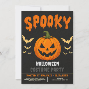 Kürbis mit Fledermaussilhouetten Halloween-Kostüm Einladung