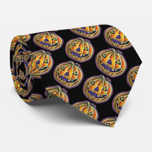 Kürbis mit Grinsen zum Herbst Vintage Halloween Krawatte