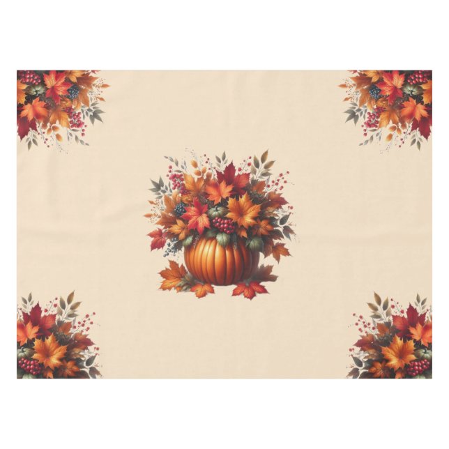 Kürbis mit Herbstlauben - Erntedank- Tischdecke (Vorderseite (Horizontal))