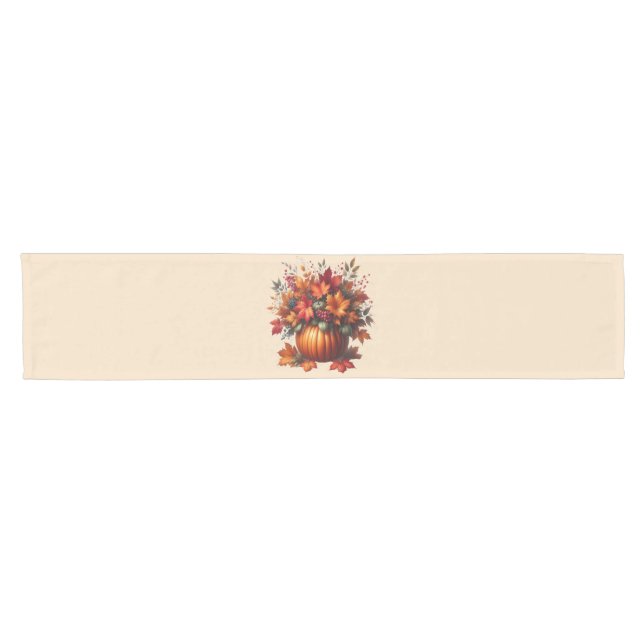 Kürbis mit Herbstlauben Kurzer Tischläufer (Horizontal)
