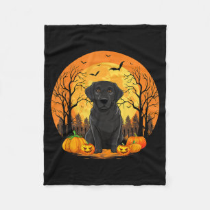 Kürbis mit lustigem Halloween-Kostüm Schwarz Fleecedecke