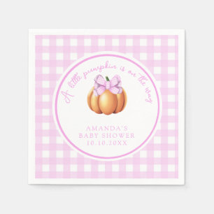 Kürbis mit rosa Schleife im Käfig Baby-Party Serviette
