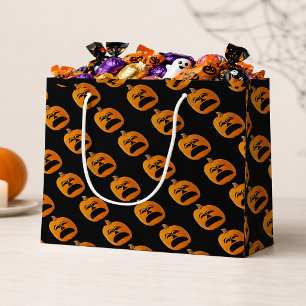 Kürbis mit unglücklichem Gesicht Halloween-Kürbis, Große Geschenktüte