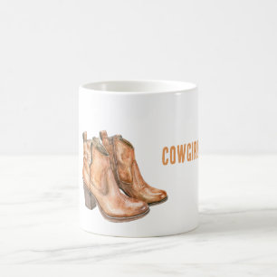 Kürbis Orange Cowgirl Stiefel Kaffeetasse