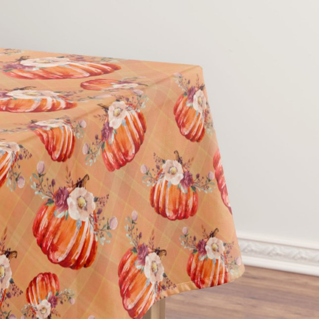 Kürbis orange Herbst floral kariert Streifen Herbs Tischdecke (Von Creator hochgeladen)