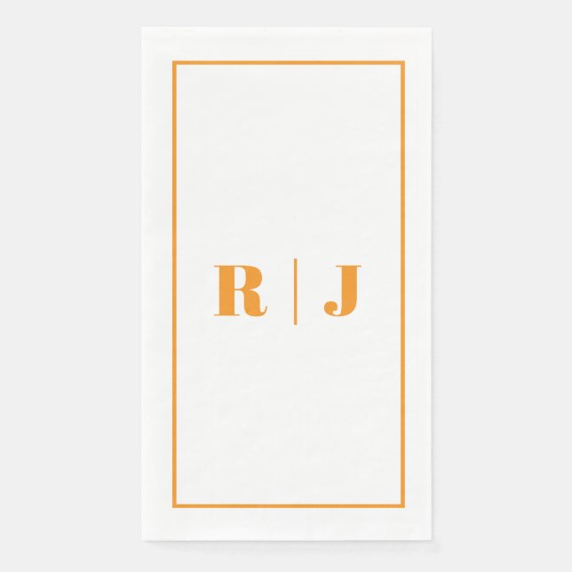 Kürbis Orange Monogramm Einfache Herbst Hochzeit Serviette (Vorderseite)