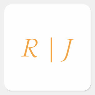 Kürbis Orange Monogramme Herbst Hochzeit Quadratischer Aufkleber