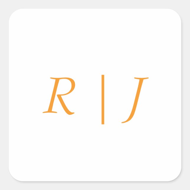 Kürbis Orange Monogramme Herbst Hochzeit Quadratischer Aufkleber (Vorderseite)