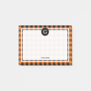 Kürbis Orange Schwarzes Büffel Karo 1IR Post-it Klebezettel