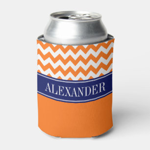 Kürbis Orange Weiß Chevron CB Marine Name Monogram Dosenkühler