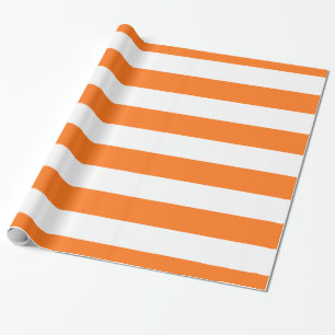 Kürbis Orange, Weiß XL Streifen Muster Geschenkpapier