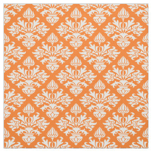 Kürbis orange, weißes Damast-Muster #3 Size6 Stoff