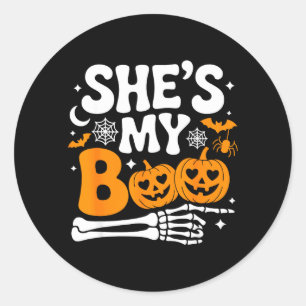 Kürbis-Paarmatching Halloween Männer Frauen Boo Runder Aufkleber