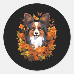 Kürbis Papillon Hund Halloween Erntedankfest Runder Aufkleber