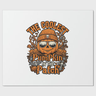 Kürbis-Patch-Halloween-Mütze-Sonnenbrille coolster Geschenkpapier