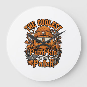 Kürbis-Patch-Halloween-Mütze-Sonnenbrille coolster Große Wanduhr