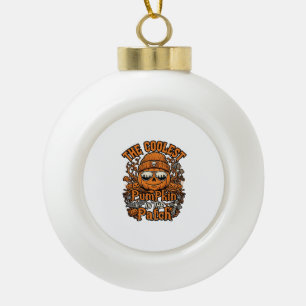 Kürbis-Patch-Halloween-Mütze-Sonnenbrille coolster Keramik Kugel-Ornament