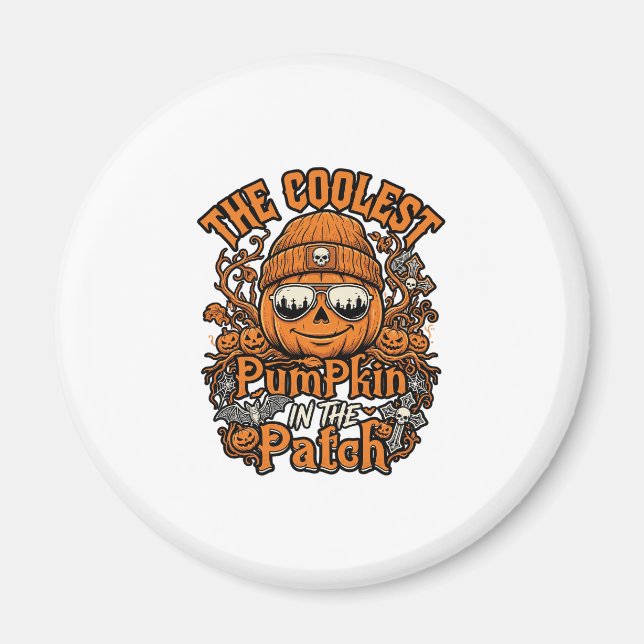 Kürbis-Patch-Halloween-Mütze-Sonnenbrille coolster Magnet (Vorne)