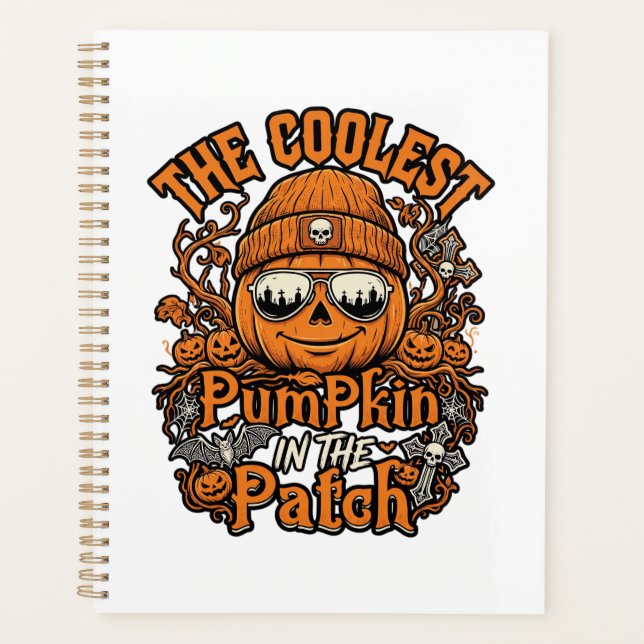Kürbis-Patch-Halloween-Mütze-Sonnenbrille coolster Planer (Vorderseite)