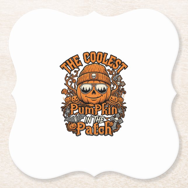 Kürbis-Patch-Halloween-Mütze-Sonnenbrille coolster Untersetzer (Vorderseite)